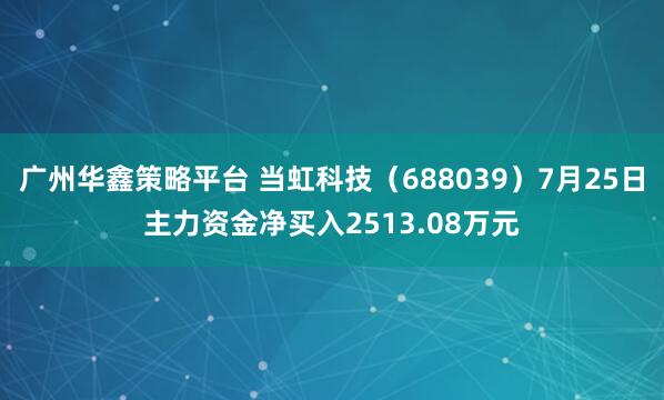 广州华鑫策略平台 当虹科技(688039)7月25日主力资金净买入2513.08万元