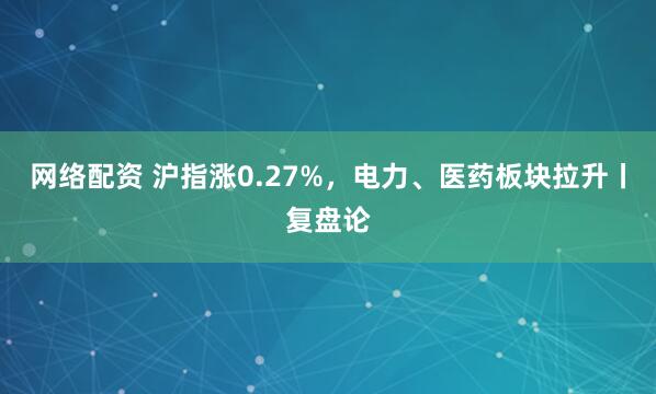 网络配资 沪指涨0.27%,电力、医药板块拉升丨复盘论