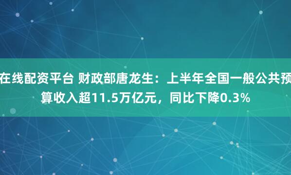 在线配资平台 财政部唐龙生：上半年全国一般公共预算收入超11.5万亿元，同比下降0.3%